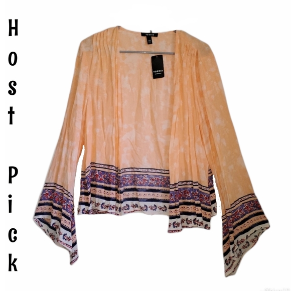 torrid Tops - NWT Torrid Border Print Gauze Kimono Size 00